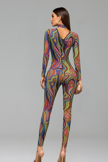 Psychedelic Rhinestone Catsuit - LAROSABRIDE