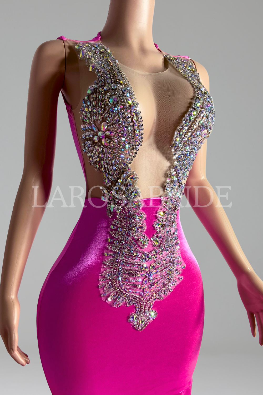 Beaded Plunge Mermaid Train-Larosabride