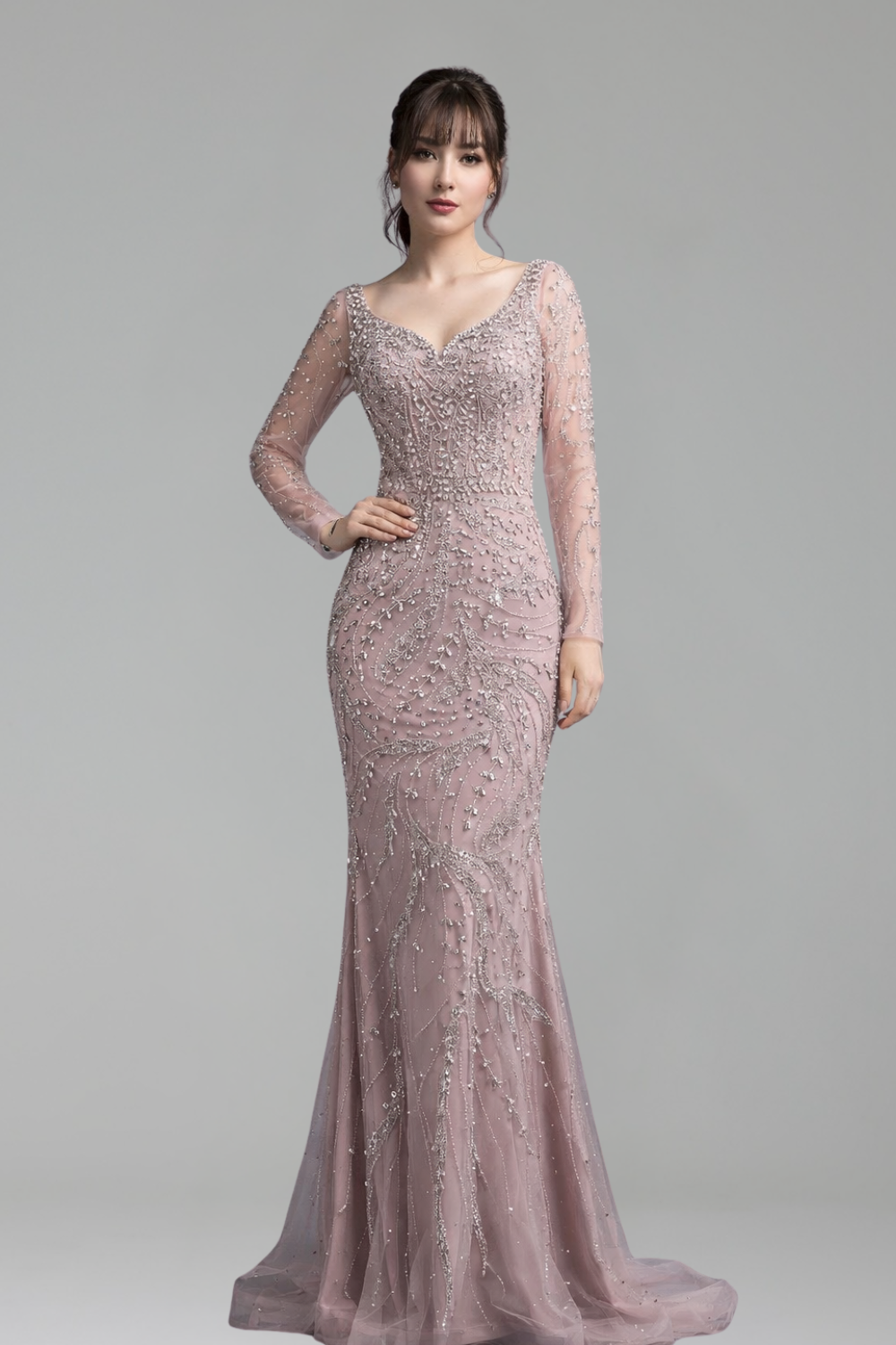 Arabic Mermaid Beaded Evening Dress - LAROSABRIDE