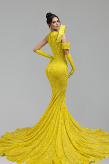 Beaded Illusion Mermaid Gloves Gown - LAROSABRIDE