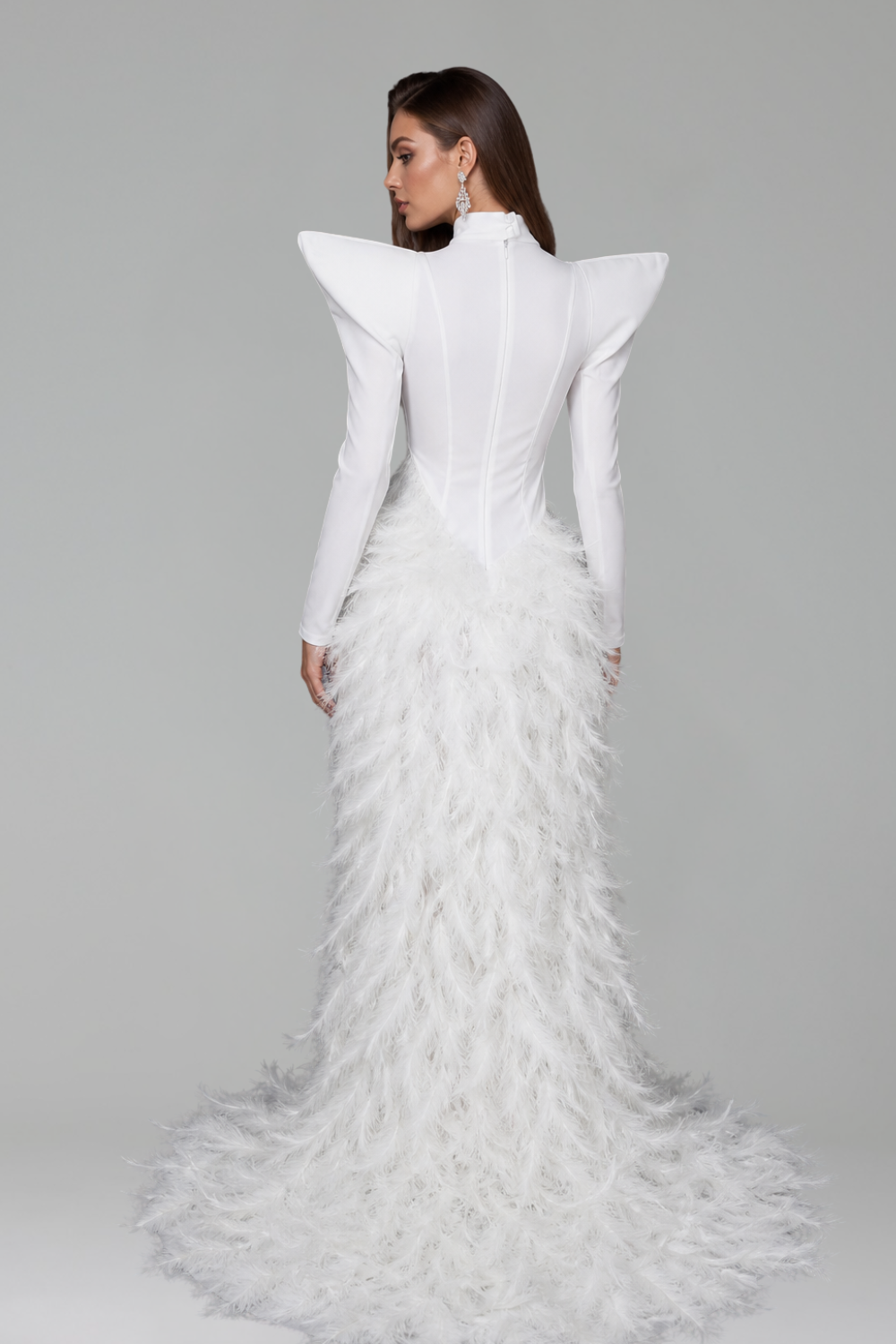 Golden Feather Illusion Gown - LAROSABRIDE