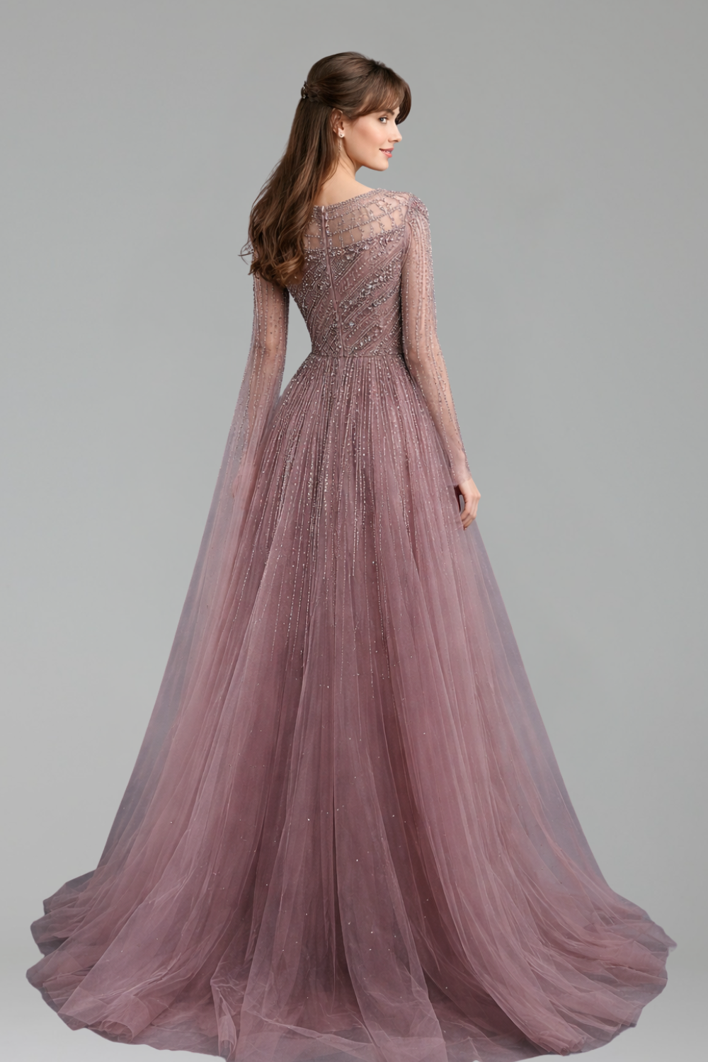 Beaded Cape Dress - LAROSABRIDE