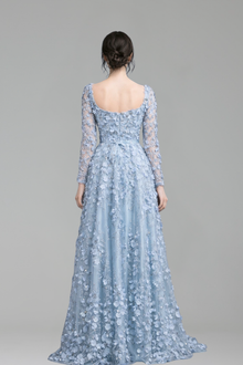Lace Up Beaded A-Line Dress - LAROSABRIDE