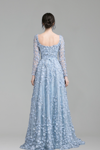 Lace Up Beaded A-Line Dress - LAROSABRIDE