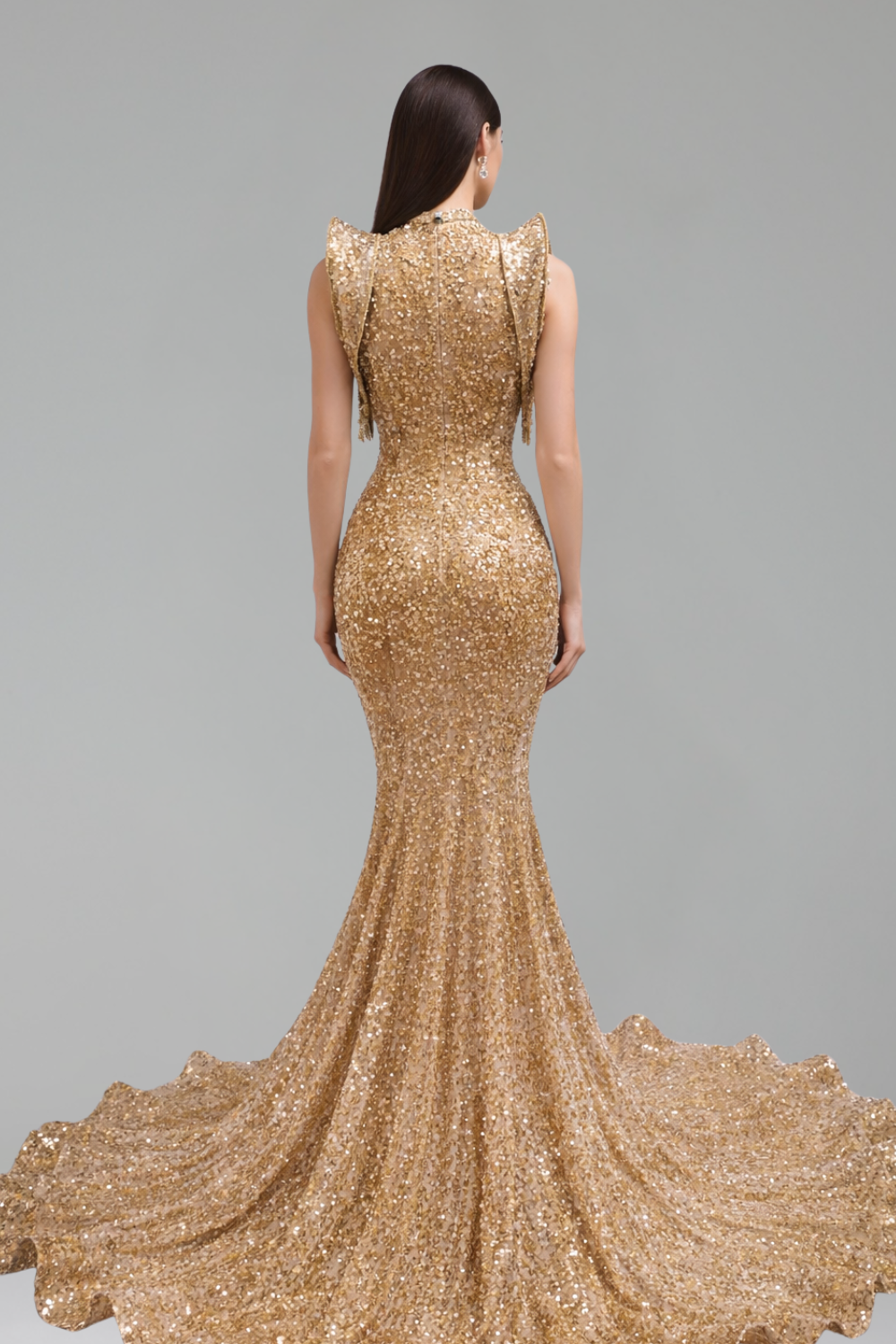 Illusion Appliqu� Sequin Mermaid Gown - LAROSABRIDE