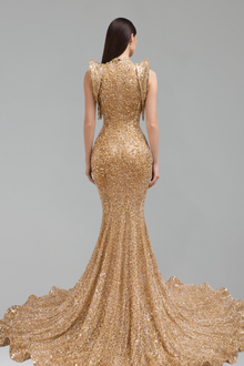 Illusion Appliqu� Sequin Mermaid Gown - LAROSABRIDE
