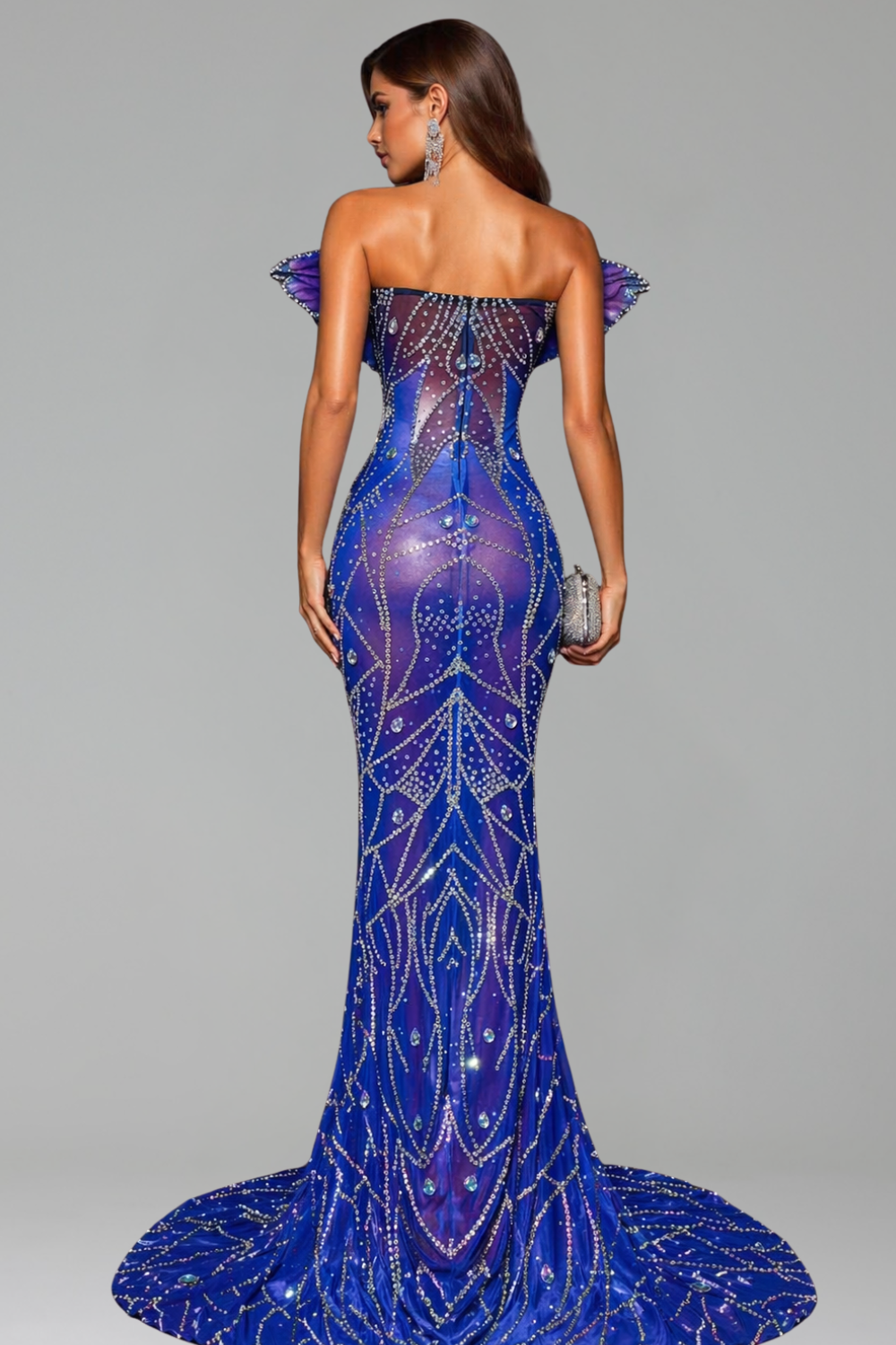 Off-Shoulder Embellished Mermaid Gown - LAROSABRIDE