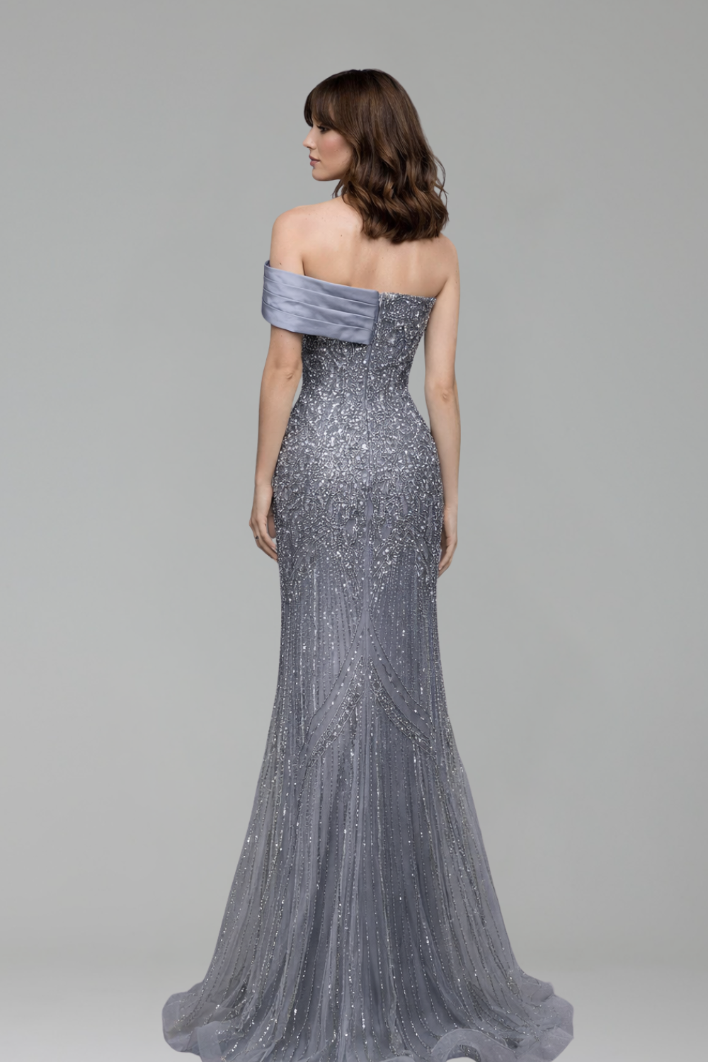 Cape Mermaid Lace Beaded Gown - LAROSABRIDE