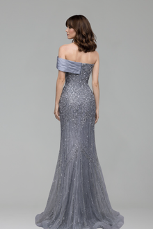 Cape Mermaid Lace Beaded Gown - LAROSABRIDE