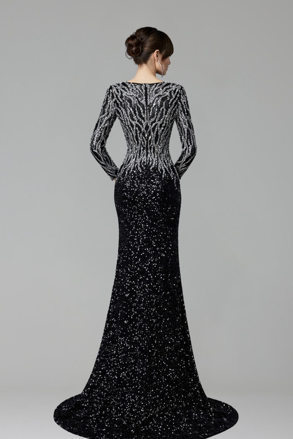 V-Neck Beaded Mermaid Dress - LAROSABRIDE