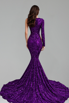 One Sleeve Sequin Mermaid Gown - LAROSABRIDE