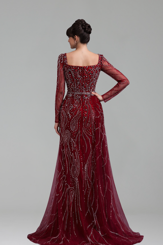 Beaded Mermaid Overskirt Dress - LAROSABRIDE