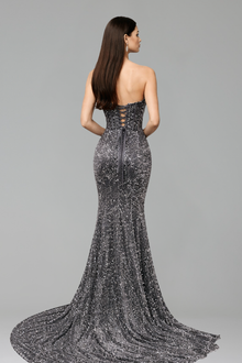 Off Shoulder Floral Embellished Slit Gown - LAROSABRIDE