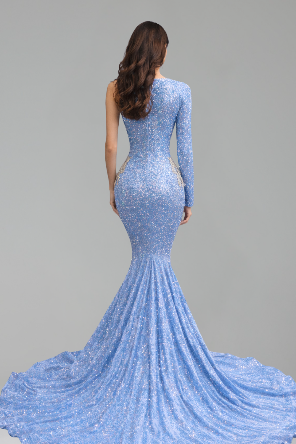 One Sleeve Sequin Mermaid Gown - LAROSABRIDE