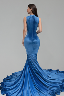 Illusion Lace Velvet Mermaid Gown - LAROSABRIDE