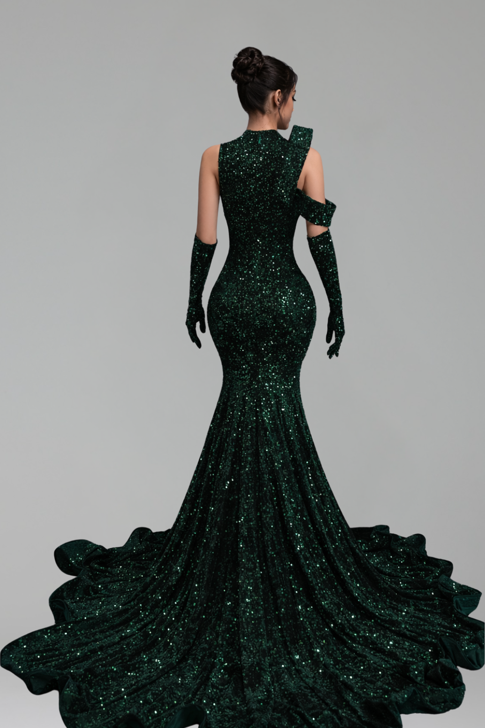 Beaded Illusion Mermaid Gloves Gown - LAROSABRIDE