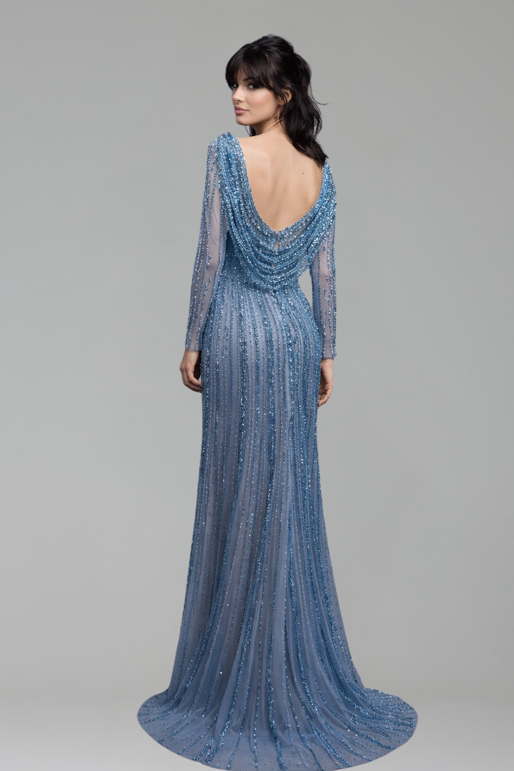 Beaded Mermaid Evening Dress - LAROSABRIDE