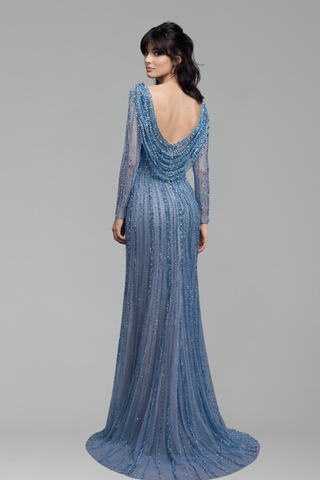Beaded Mermaid Evening Dress - LAROSABRIDE
