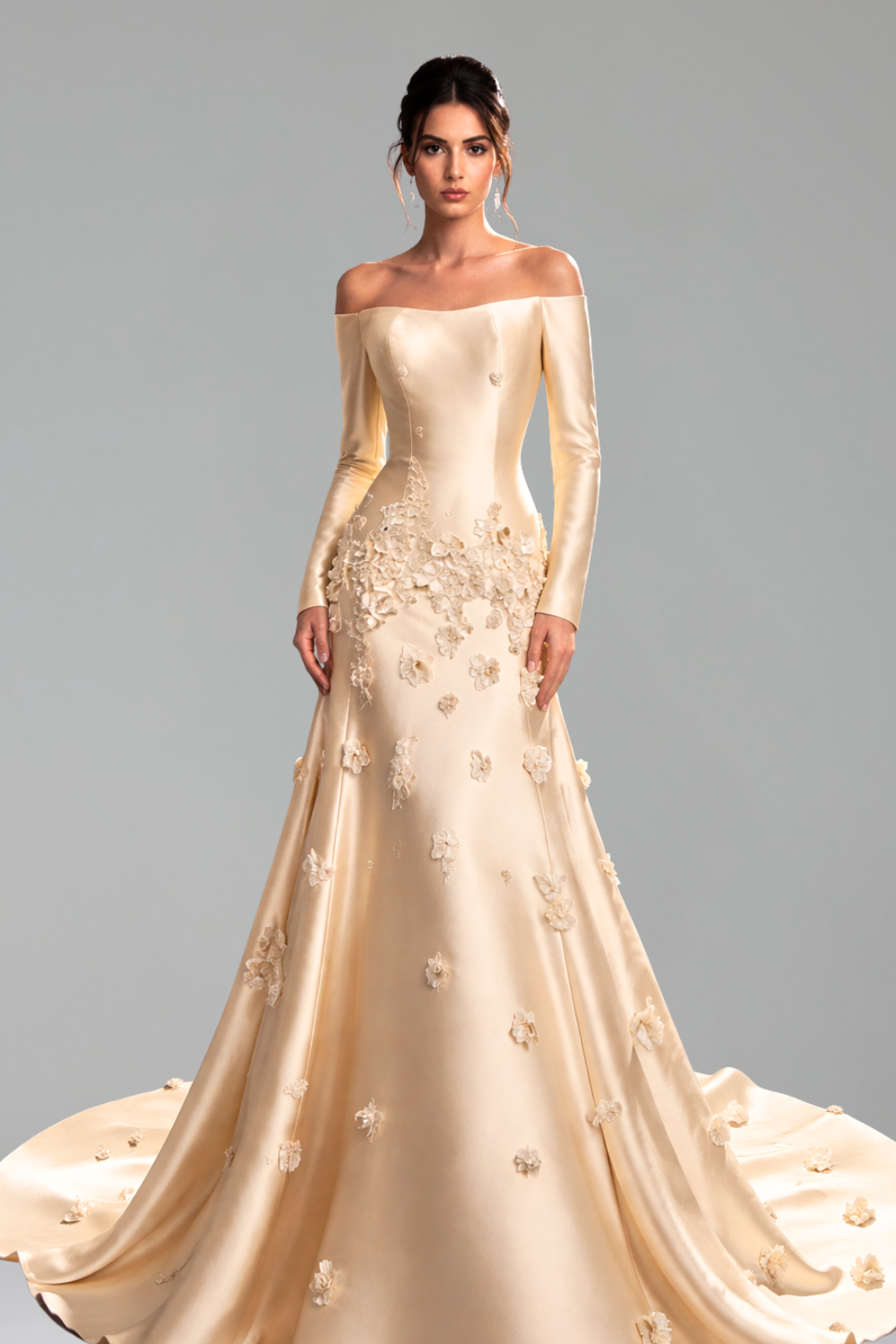 Satin Appliqu� A-Line Gown - LAROSABRIDE
