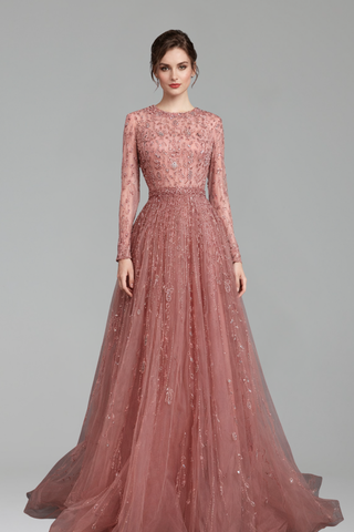 Beaded Muslim A-Line Evening Dress