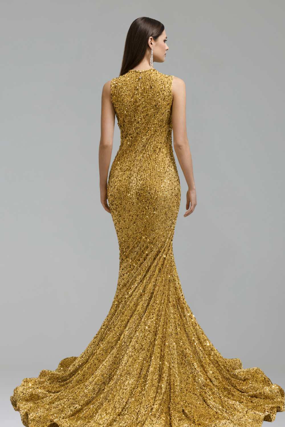Crystal Embellished Mermaid Evening Gown - LAROSABRIDE