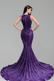 Illusion Neck Sequin Mermaid Gown - LAROSABRIDE