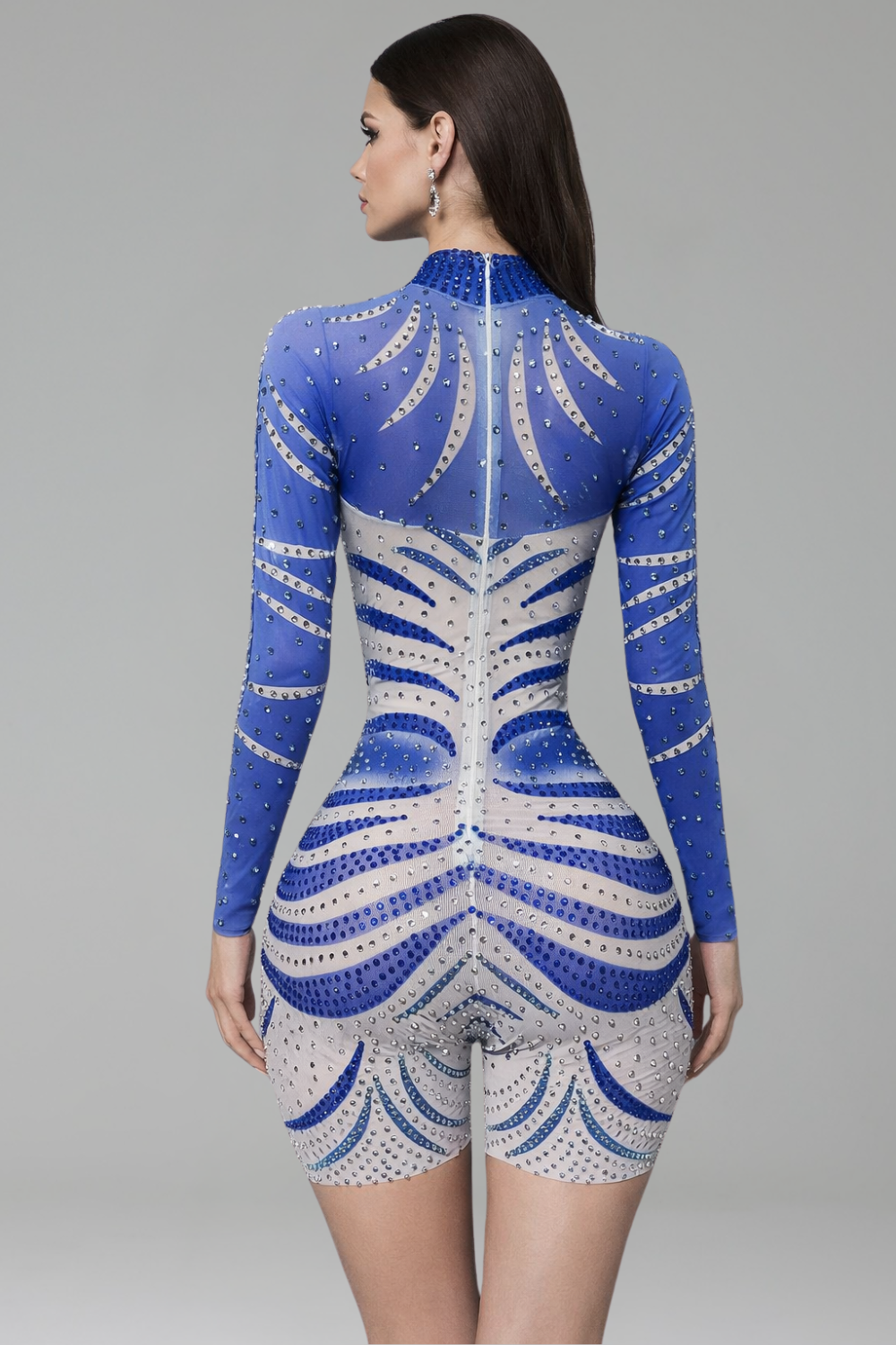 Rhinestone Embellished Cutout Bodycon Mini Dress - LAROSABRIDE