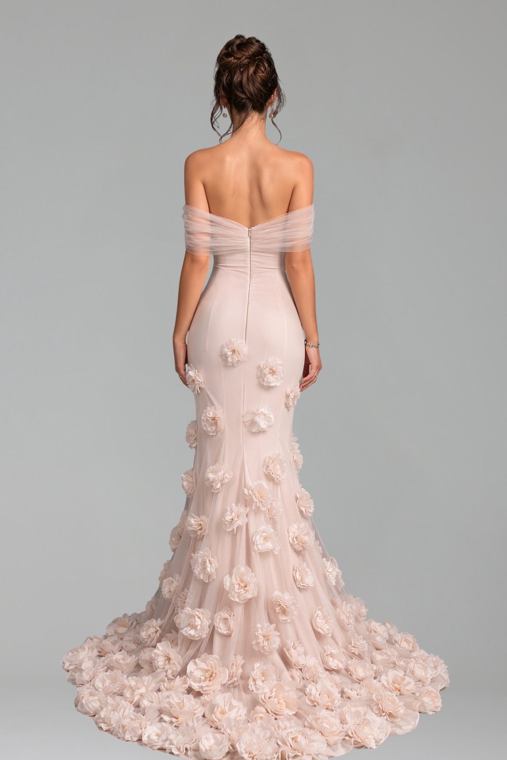 Off Shoulder Floral Mermaid Dress - LAROSABRIDE