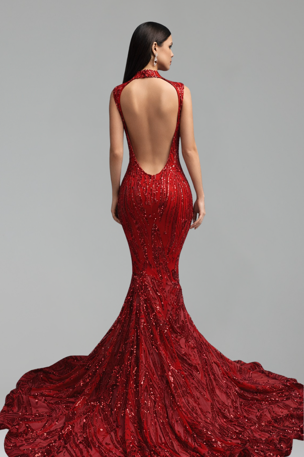 Illusion Lace Sequin Mermaid Gown - LAROSABRIDE