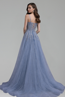 Floral Appliqué A-Line Dress-Larosabride