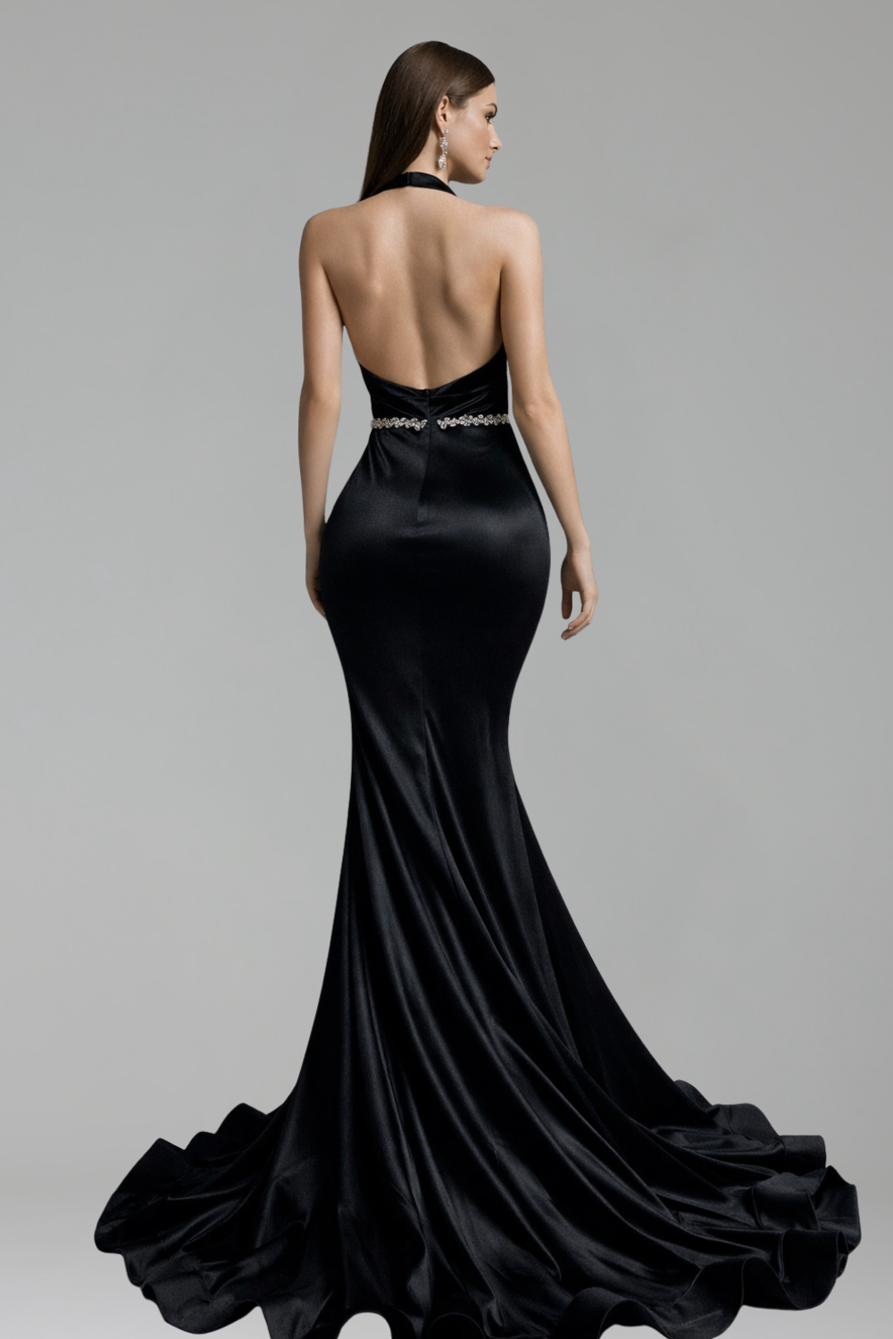 Halter Satin Mermaid Gown - LAROSABRIDE