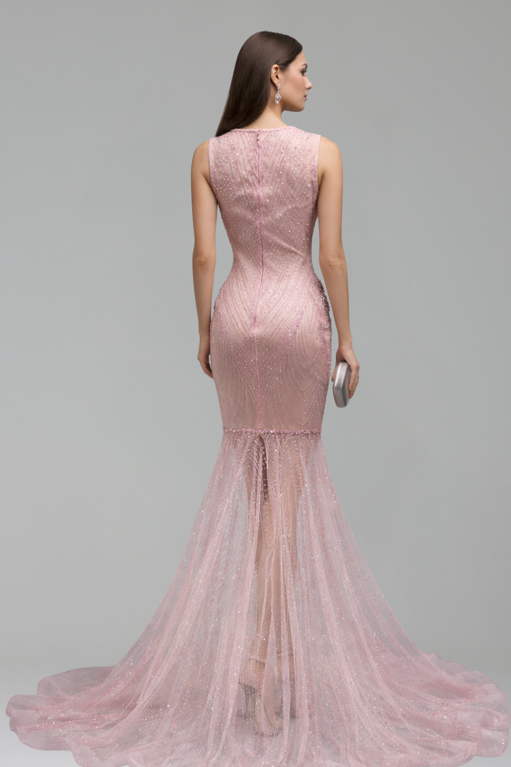 Illusion Beaded Sheer Tulle Mermaid Gown - LAROSABRIDE