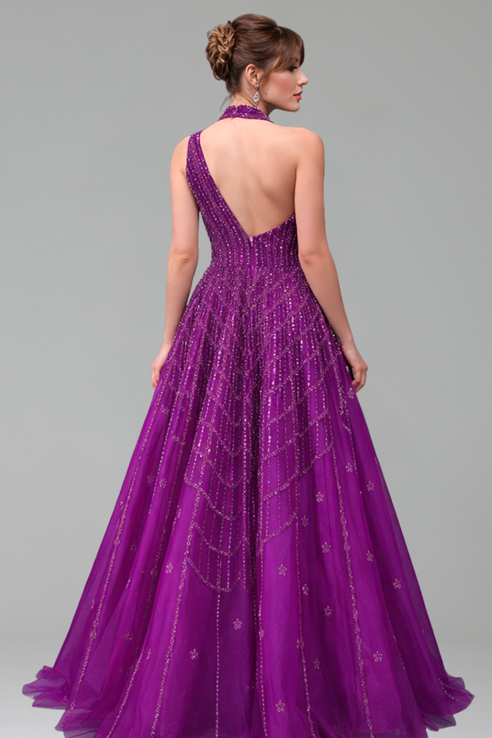Beaded Lilac Evening Gown - LAROSABRIDE