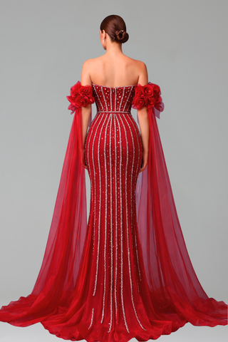 Beaded Mermaid Evening Dress - LAROSABRIDE