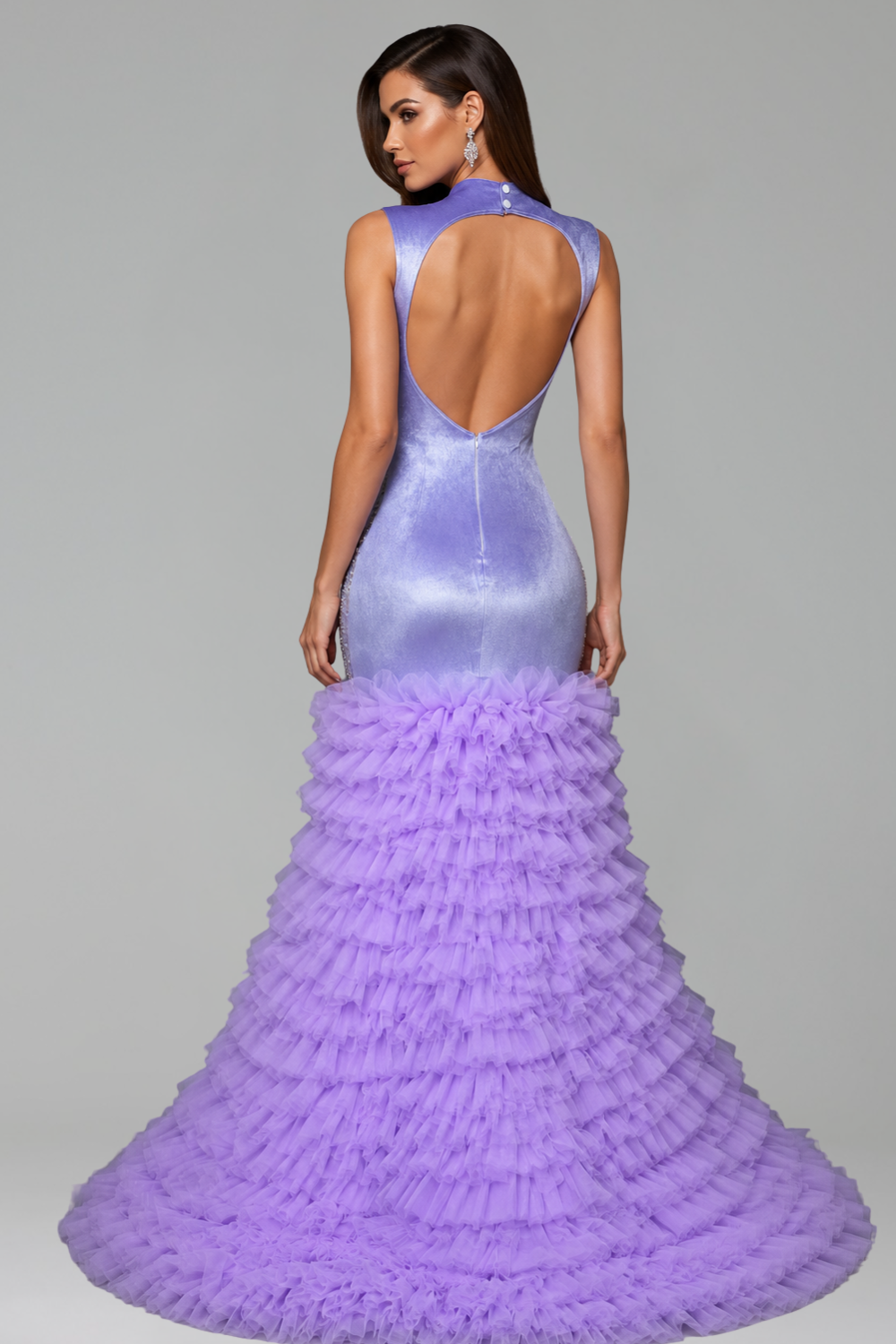Crystal Ruffle Mermaid Dress - LAROSABRIDE