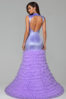 Crystal Ruffle Mermaid Dress - LAROSABRIDE