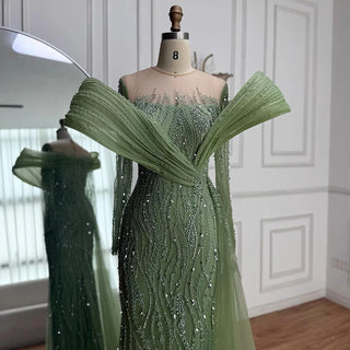 Emerald Drape Sequin Gown