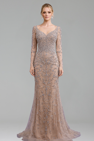 Beaded Crystal Mermaid Gown - LAROSABRIDE