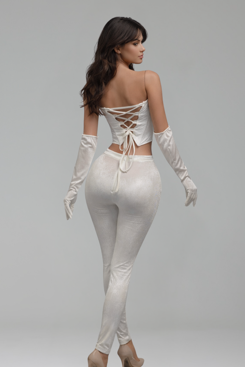 Beaded Corset Jumpsuit with Gloves - LAROSABRIDE
