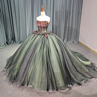 Glitter Sleeveless Vintage Puffy Quinceañera Party Dress