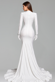 Crystal-Embellished Illusion Corset Gown - LAROSABRIDE