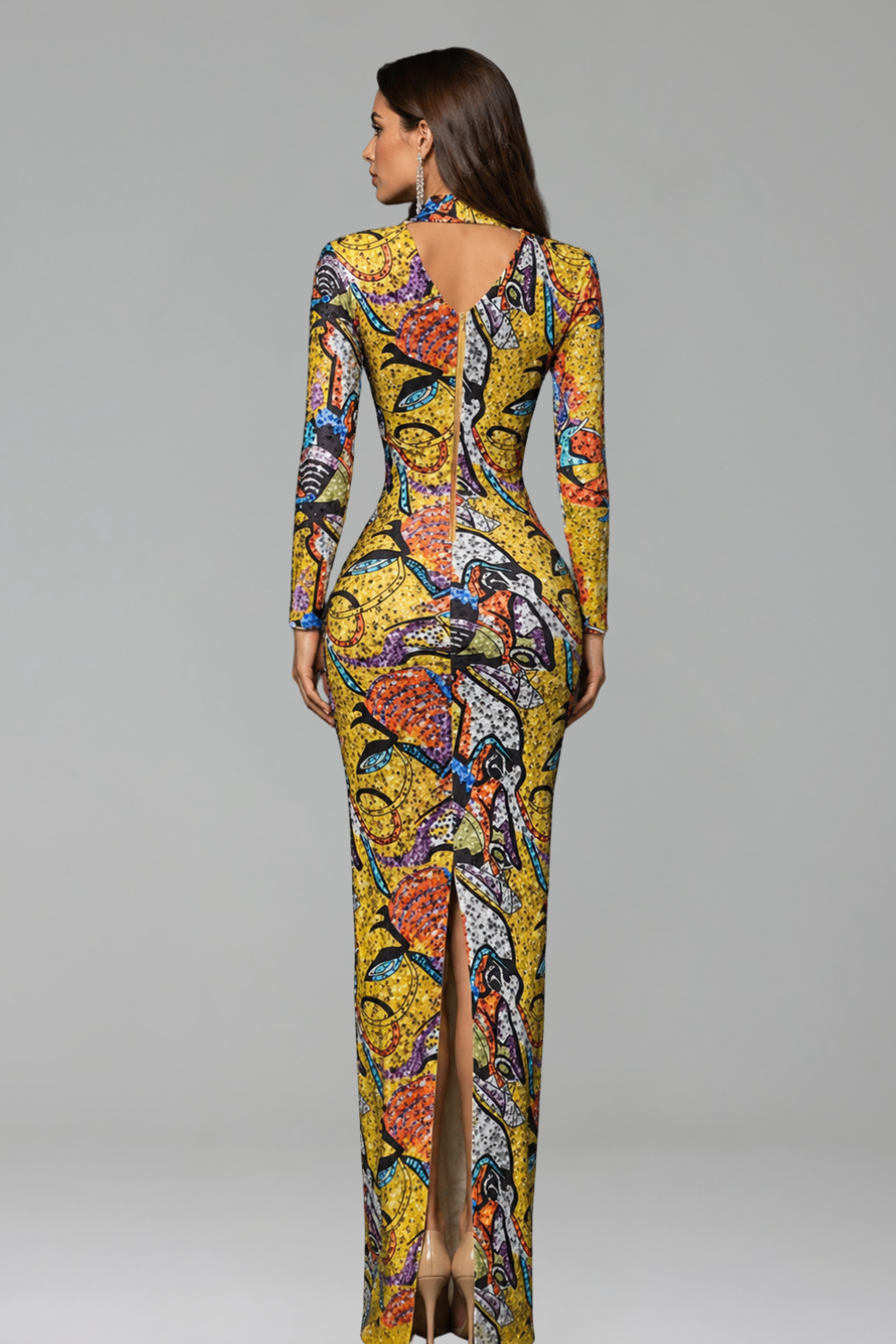 Abstract Print High Neck Maxi - LAROSABRIDE