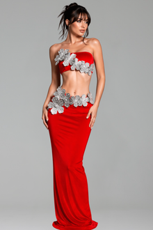 Crystal Floral Strapless Two-Piece Gown - LAROSABRIDE