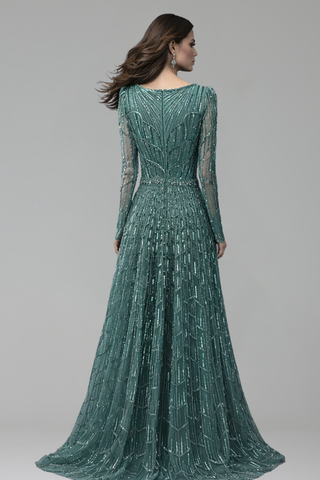 Beaded A-Line Evening Gown - LAROSABRIDE