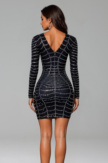 Rhinestone Pattern Mini Dress - LAROSABRIDE