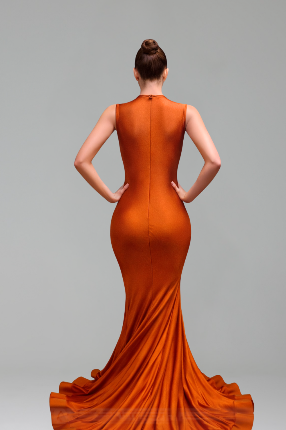 Plunging Embellished Mermaid Evening Gown - LAROSABRIDE