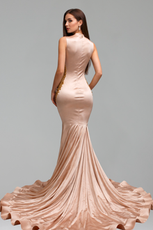 Illusion Appliqu� Mermaid Satin Gown - LAROSABRIDE