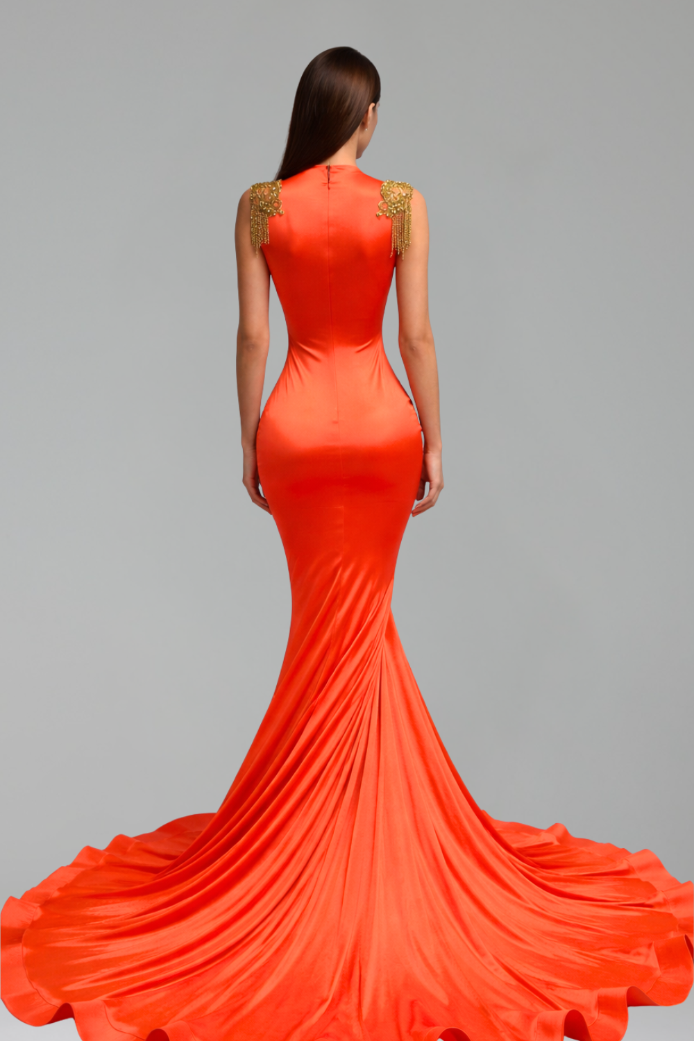 High Neck Embellished Mermaid Gown - LAROSABRIDE