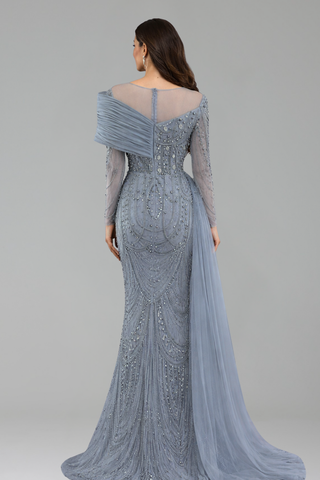 Beaded Mermaid Overskirt Dress - LAROSABRIDE