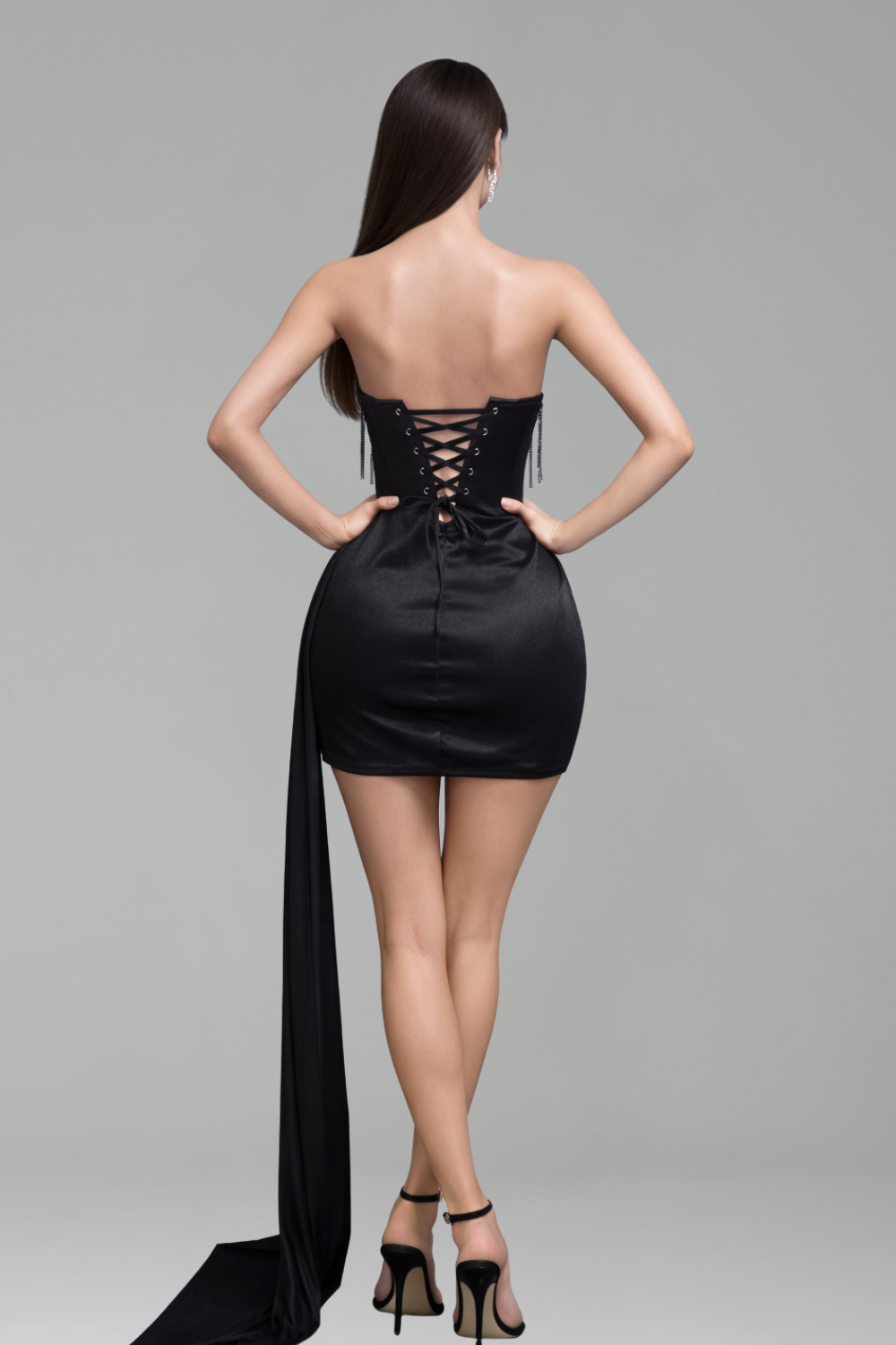 Strapless Embellished Draped Mini Dress - LAROSABRIDE
